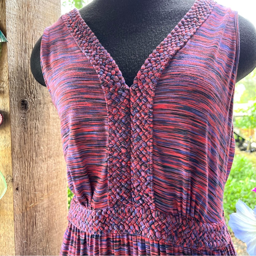 Spense Red Multi-Color Streaked Pattern Sleeveles… - image 2